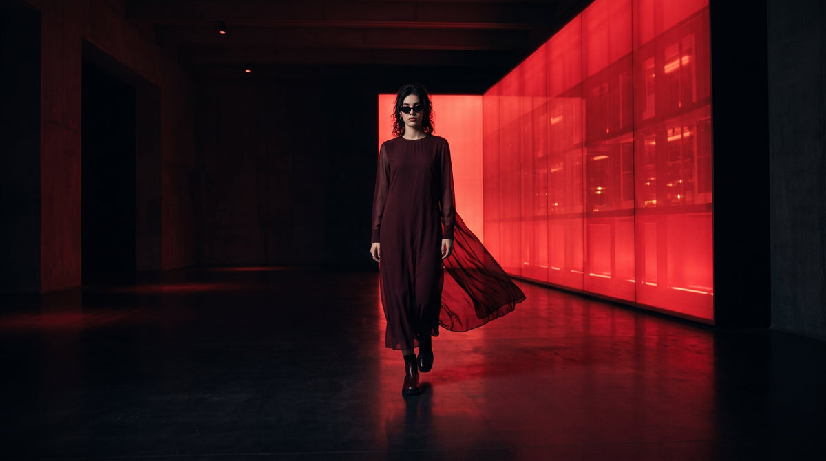 Chiffon Column dress in Oxblood Burgundy