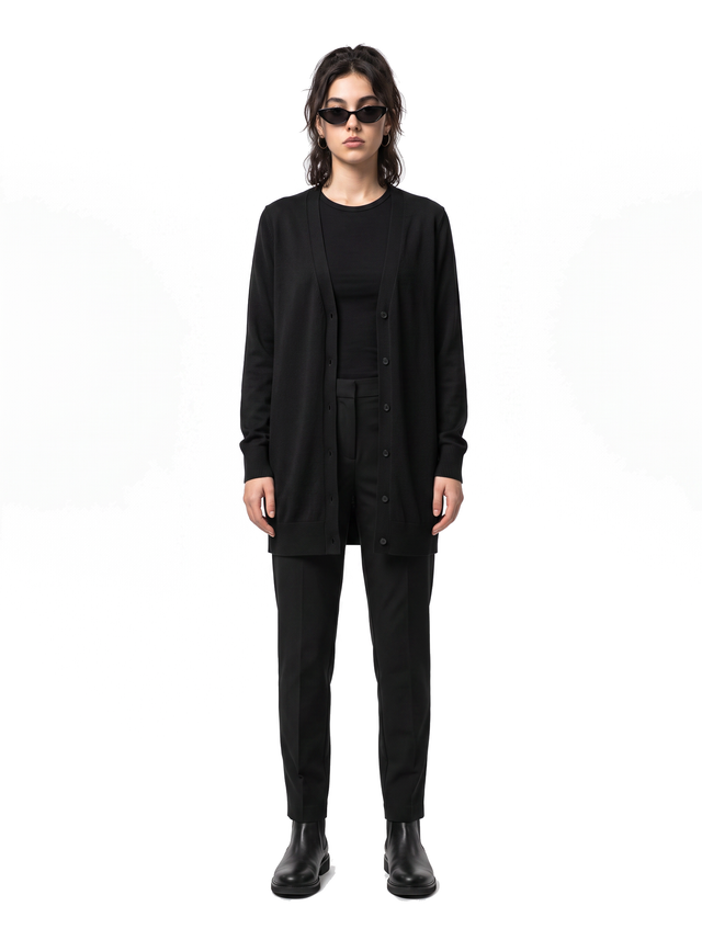 Abyssal Cardigan - Obsidian Black - full model