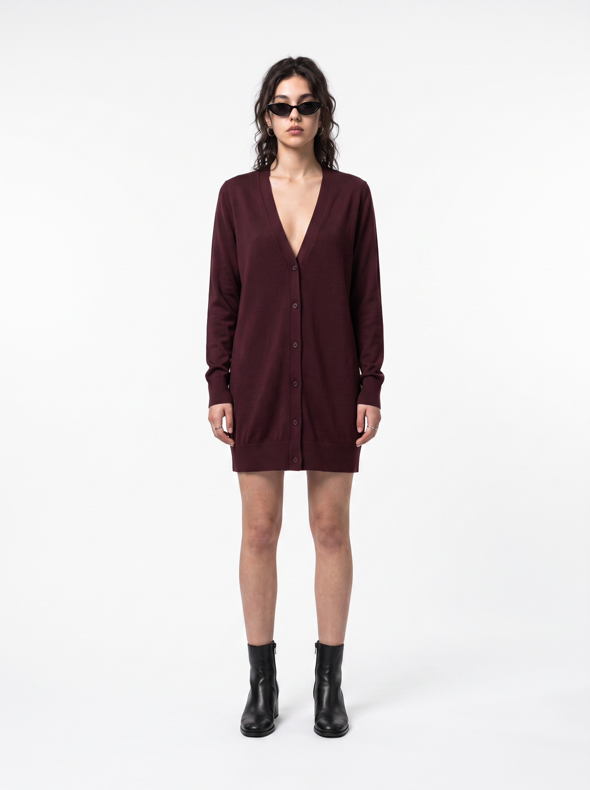 Abyssal Cardigan - Oxblood Burgundy - full model