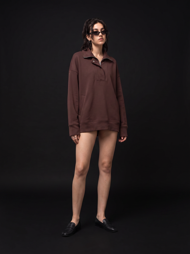 Calm Pullover - Chocolate Brown - full model