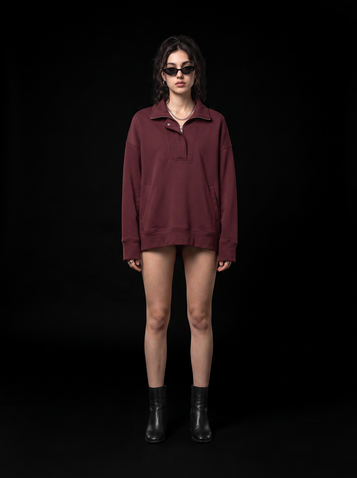 Calm Pullover - Oxblood Burgundy - full model