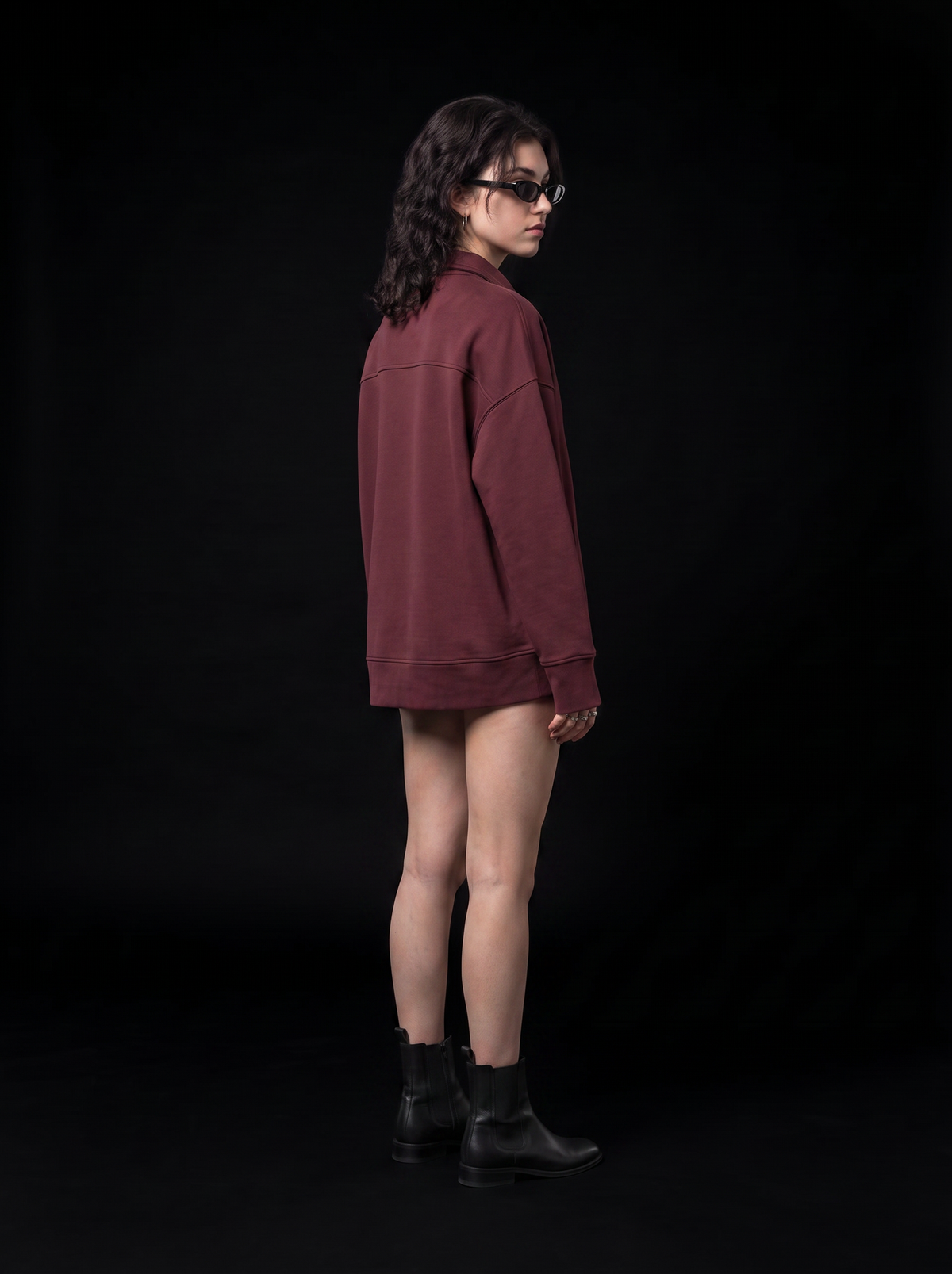 Calm Pullover - Oxblood Burgundy - side model