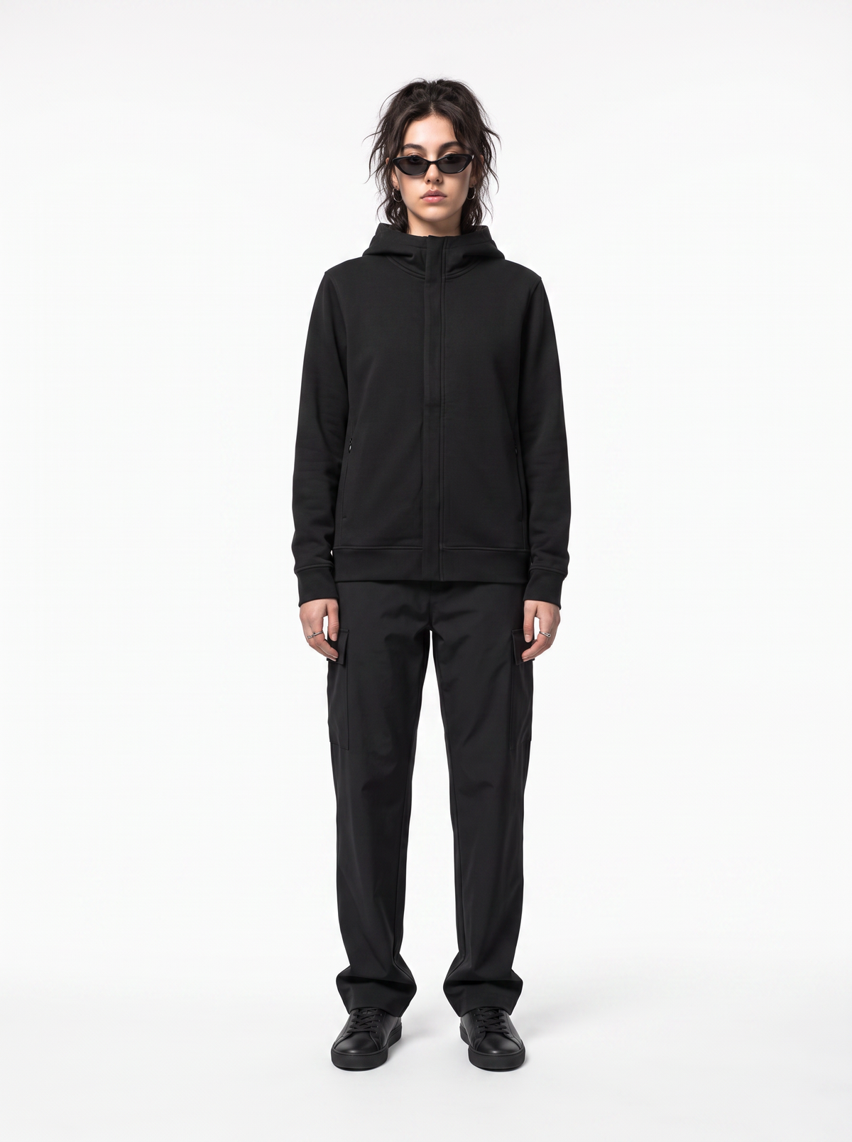 Covered Hoodie - Obsidian Black - full model