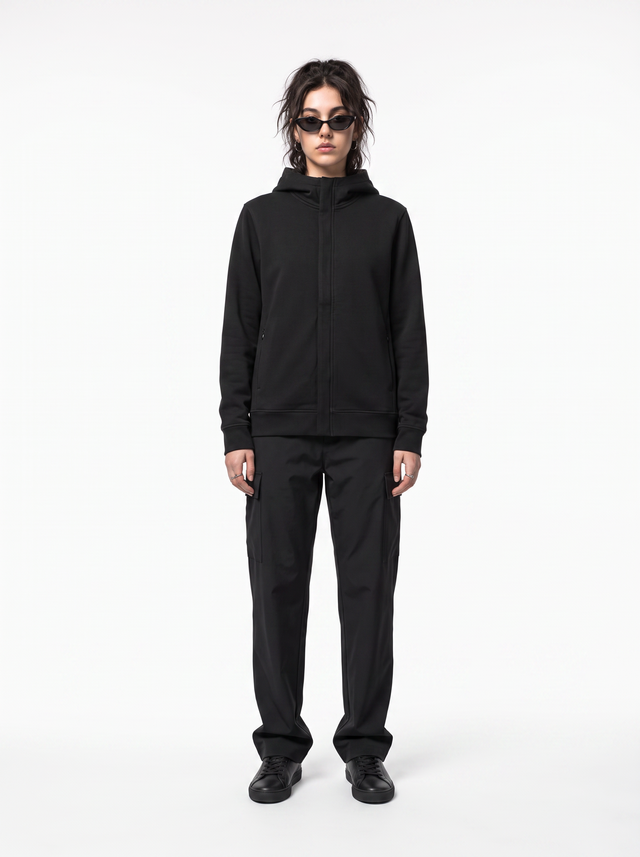 Covered Hoodie - Obsidian Black - full model