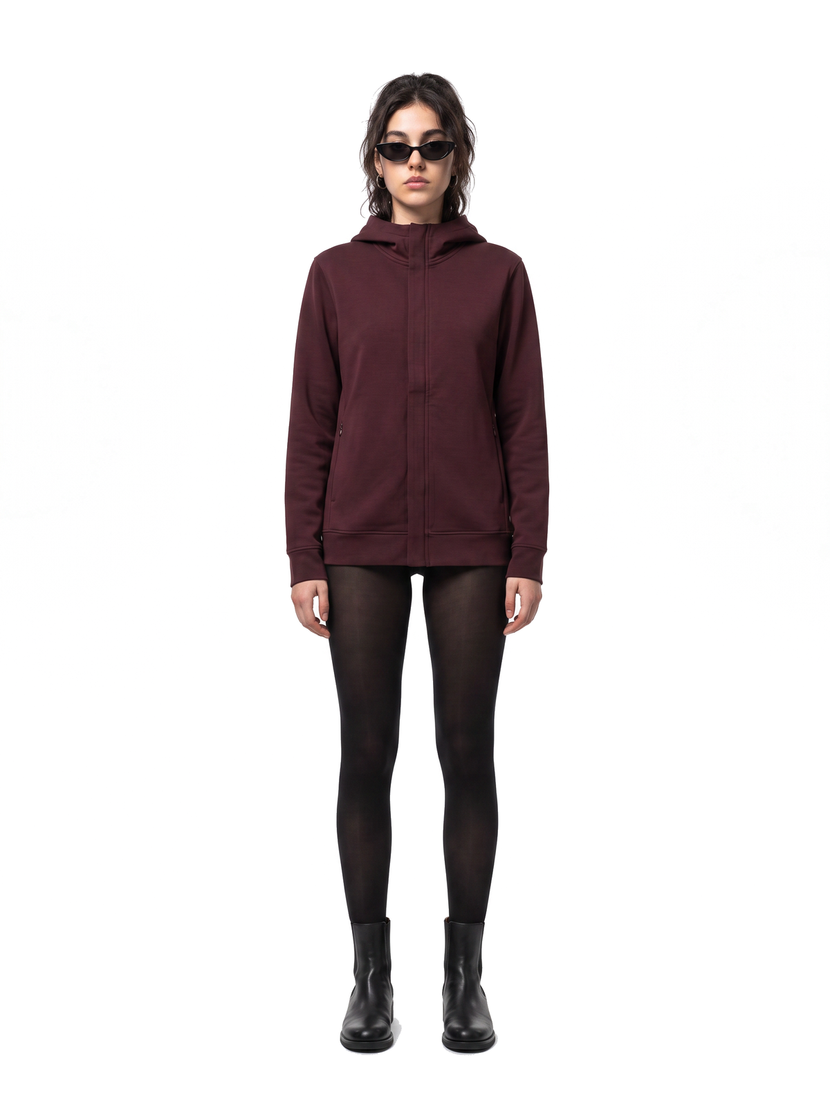 Covered Hoodie - Oxblood Burgundy - full model