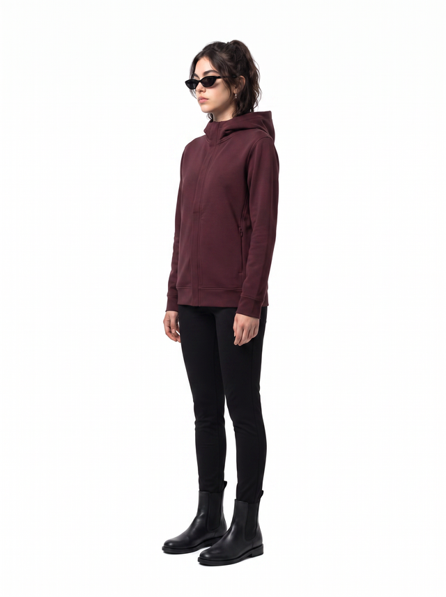 Covered Hoodie - Oxblood Burgundy - side model