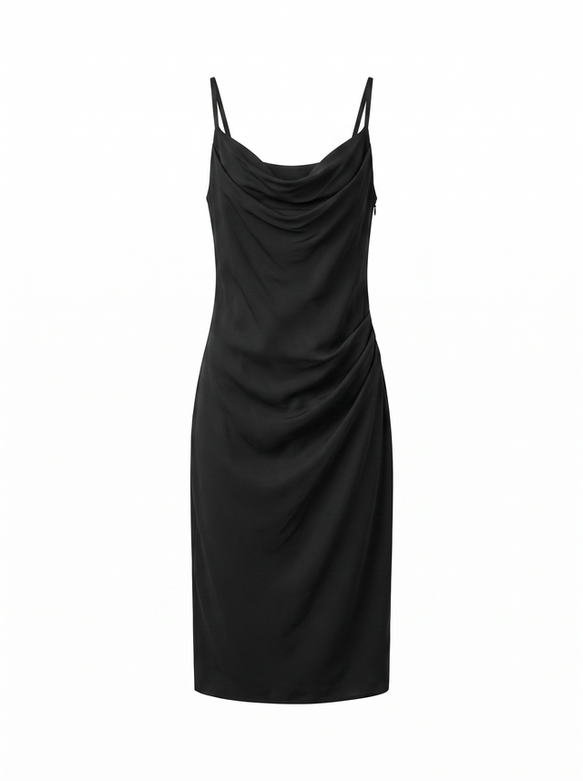 Draped Slip - Obsidian Black - front product