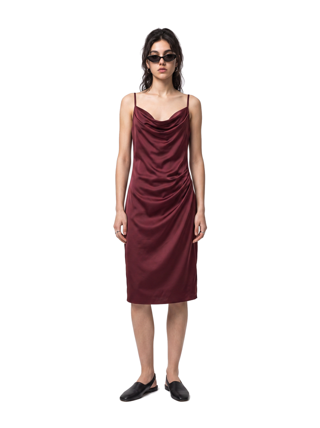 Draped Slip - Oxblood Burgundy - full model