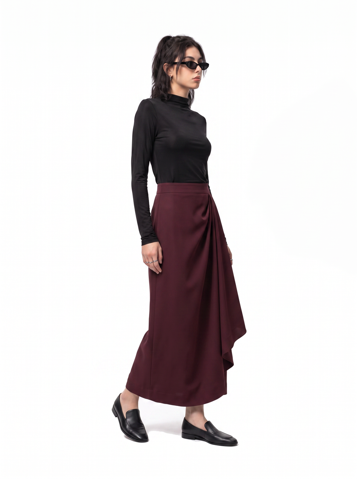 Dusk Maxi - Oxblood Burgundy - side model