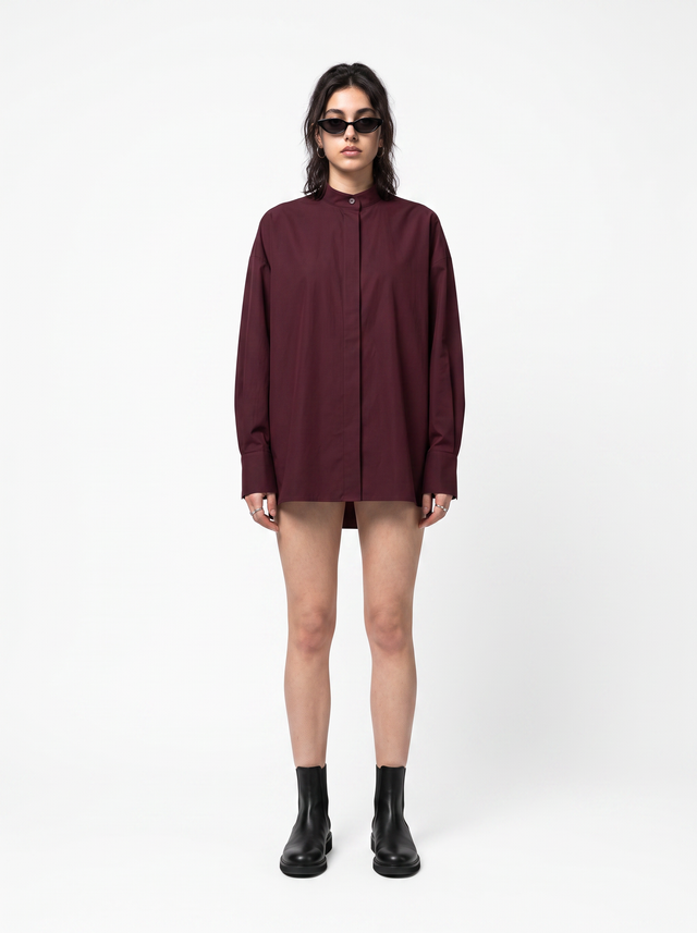 Eclipse Shirt - Oxblood Burgundy - full model