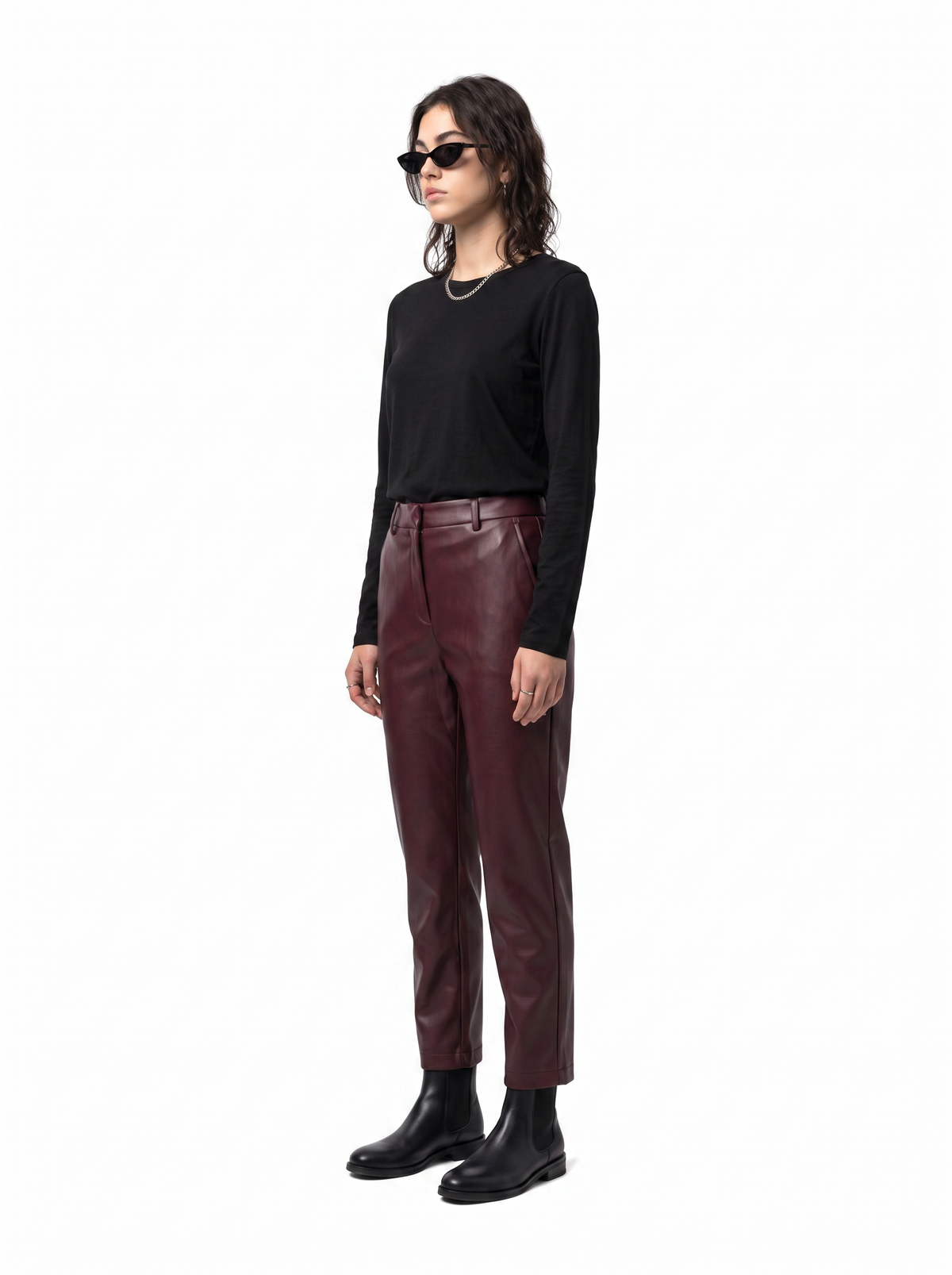 Grounded Trousers - Oxblood Burgundy - side model