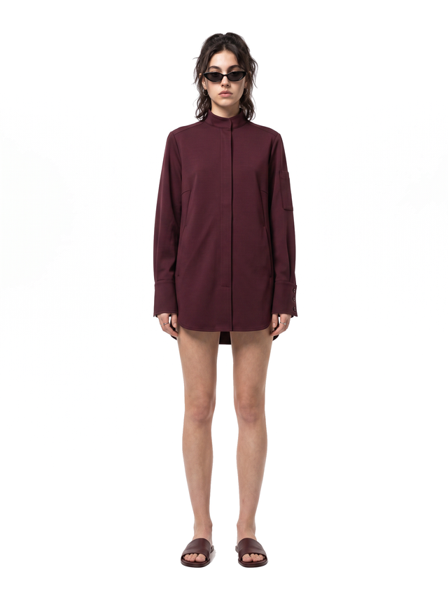 Haze Tunic - Oxblood Burgundy - full model