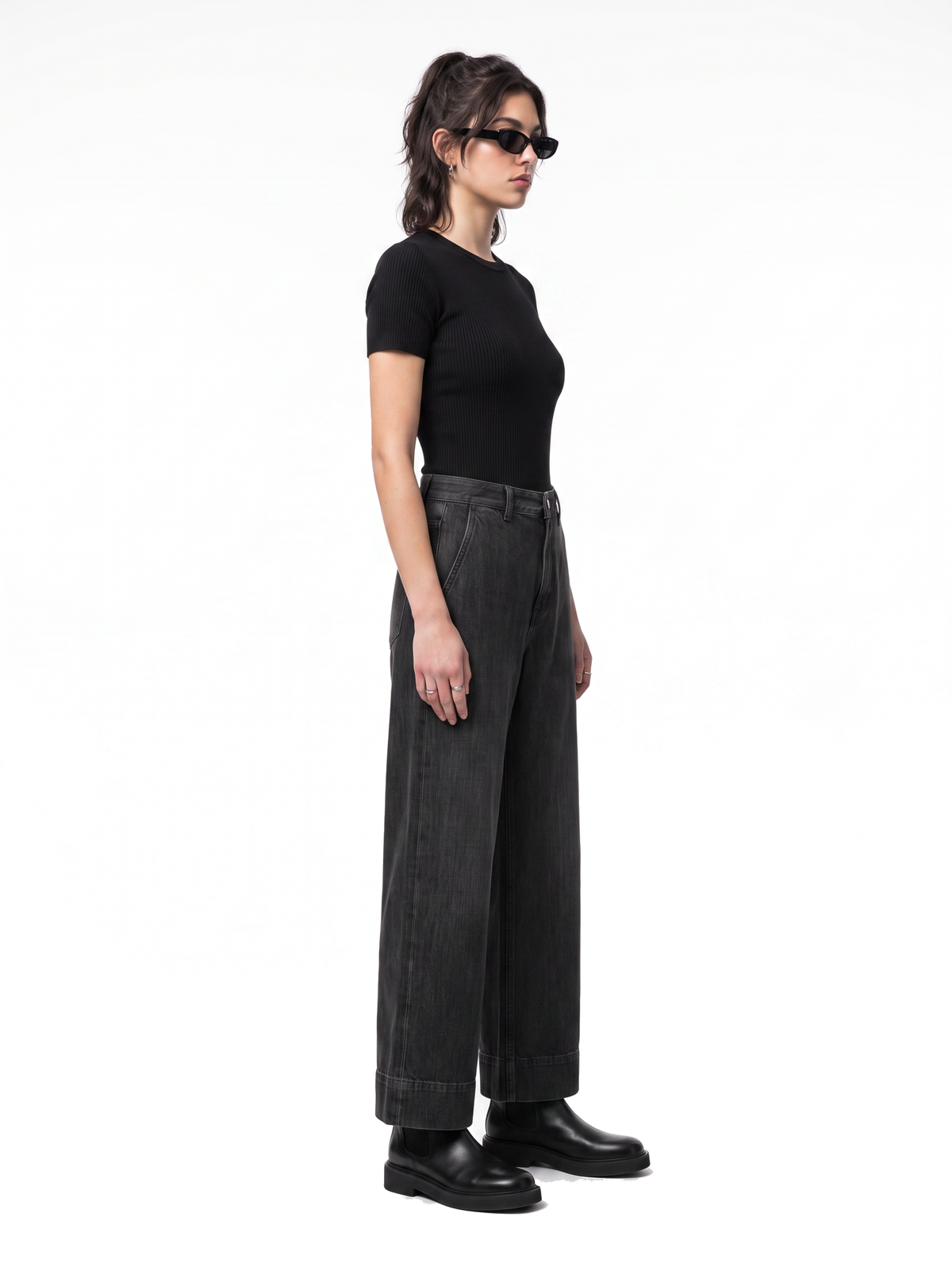 Indigo Trousers - Obsidian Black - side model