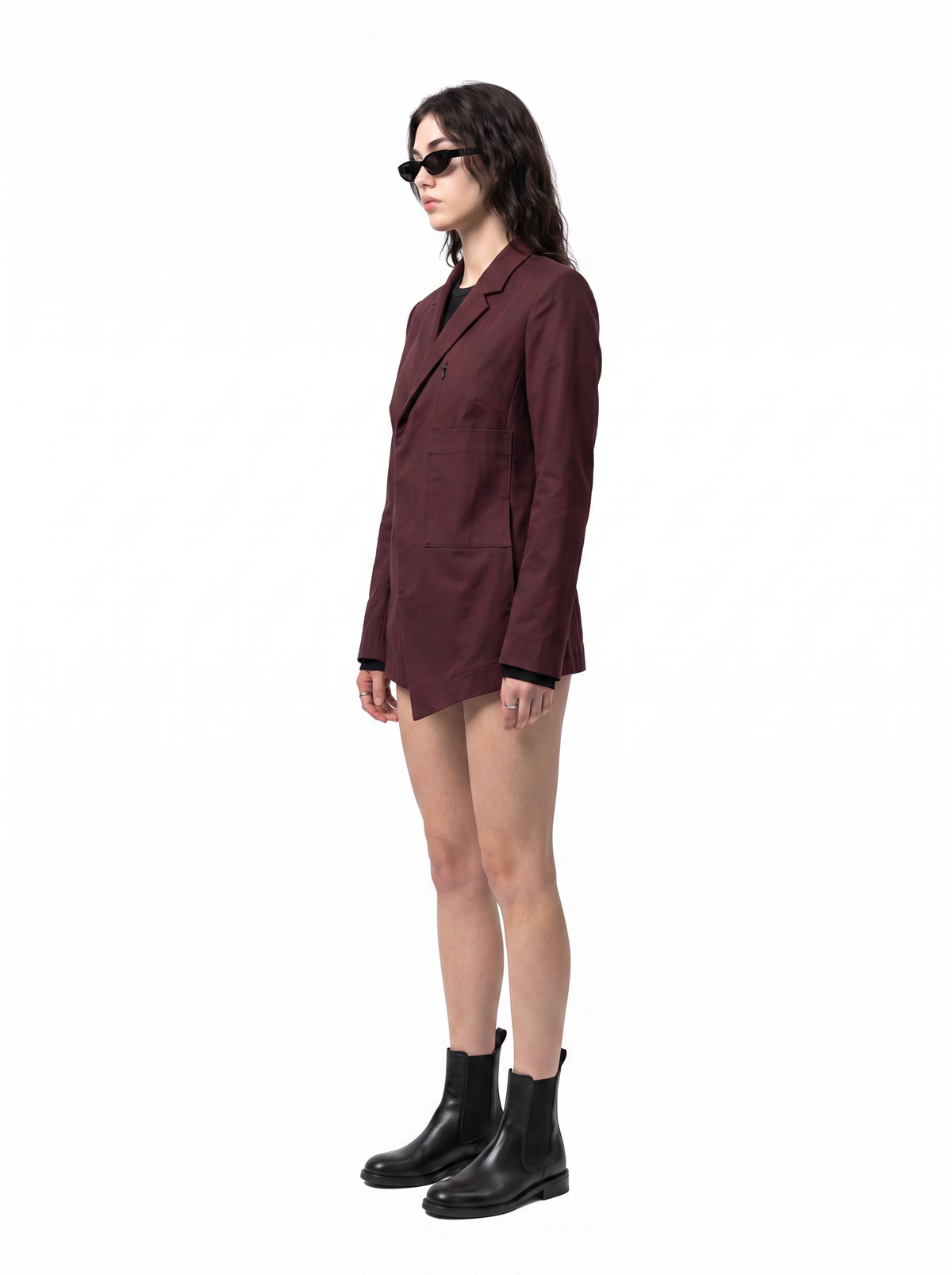 Ink Asymmetric - Oxblood Burgundy - side model