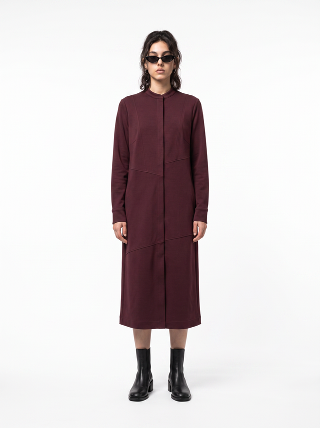 Jersey Dress - Oxblood Burgundy - full model