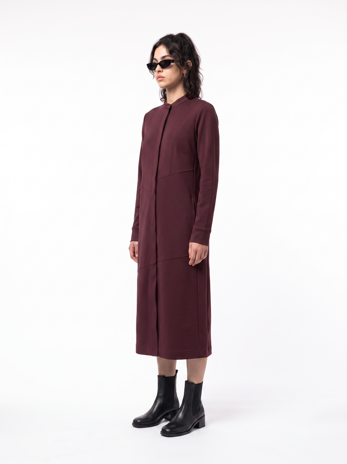 Jersey Dress - Oxblood Burgundy - side model
