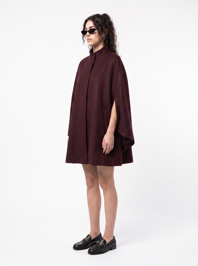 Kuro Cape - Oxblood Burgundy - side model