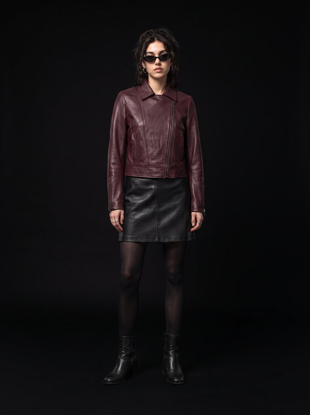 Kuro Jacket - Oxblood Burgundy - full model
