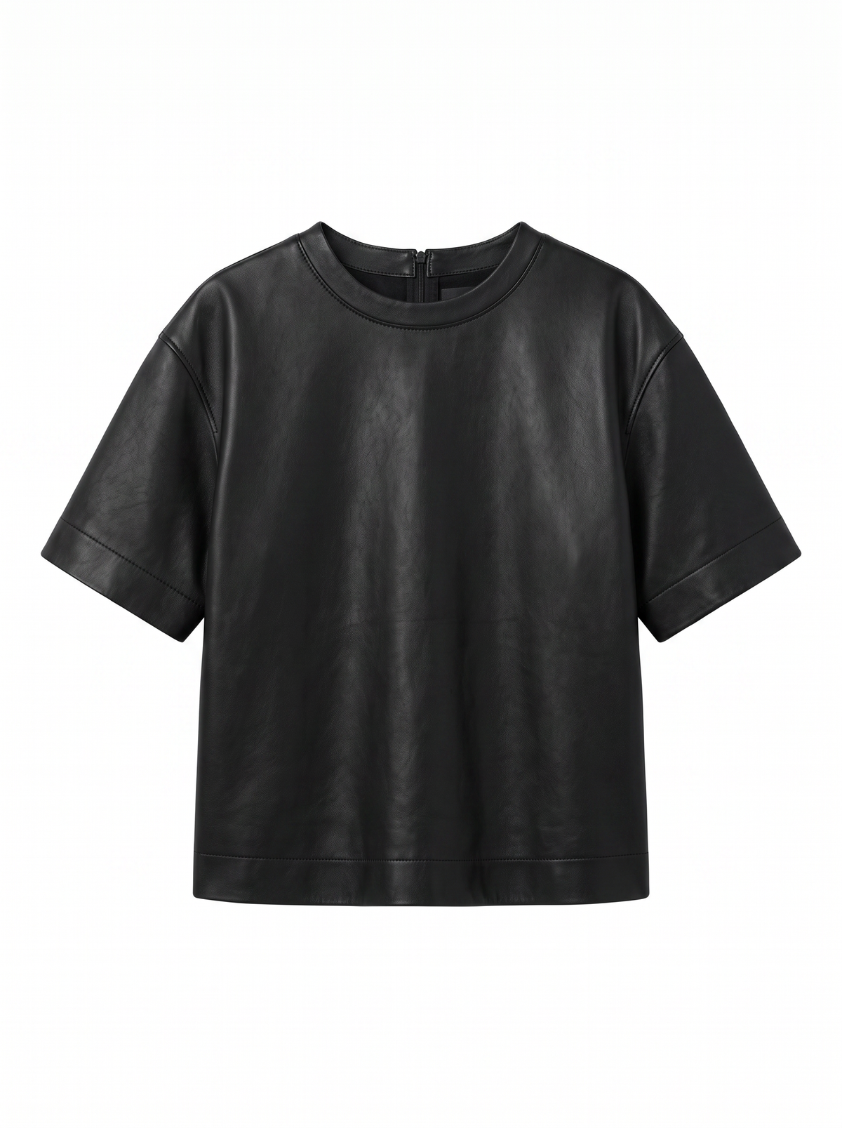 Leather Tee - Obsidian Black - front product