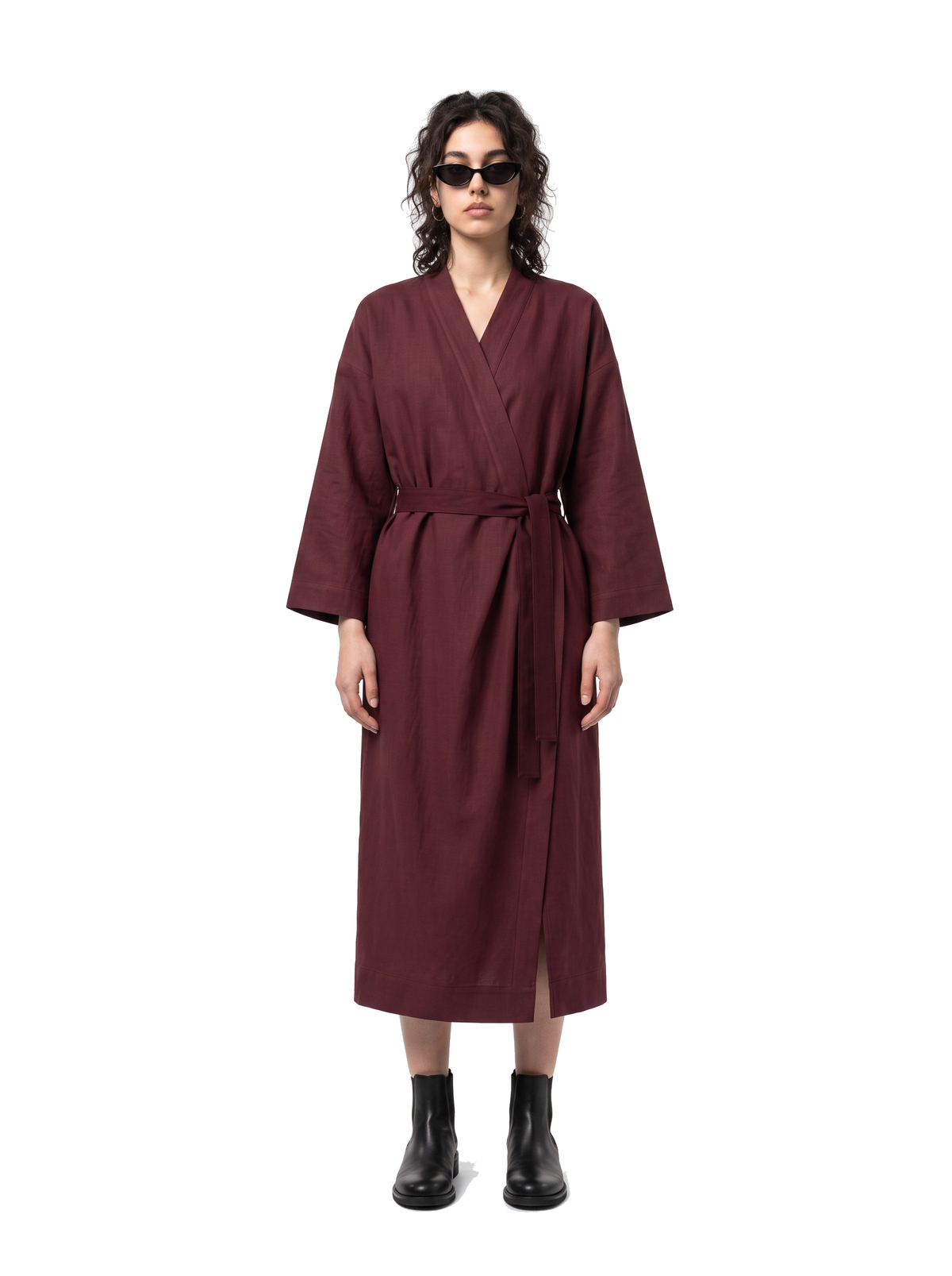Midi Kimono - Oxblood Burgundy - full model