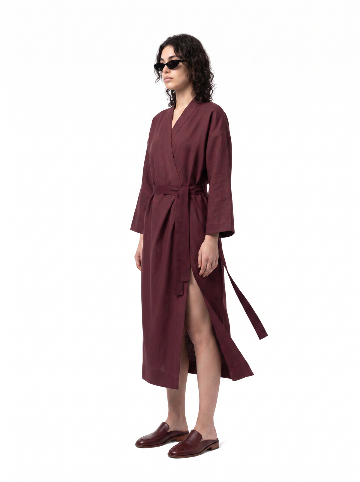 Midi Kimono - Oxblood Burgundy - side model