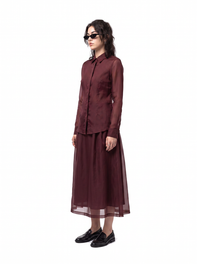 Mist Skirt - Oxblood Burgundy - side model
