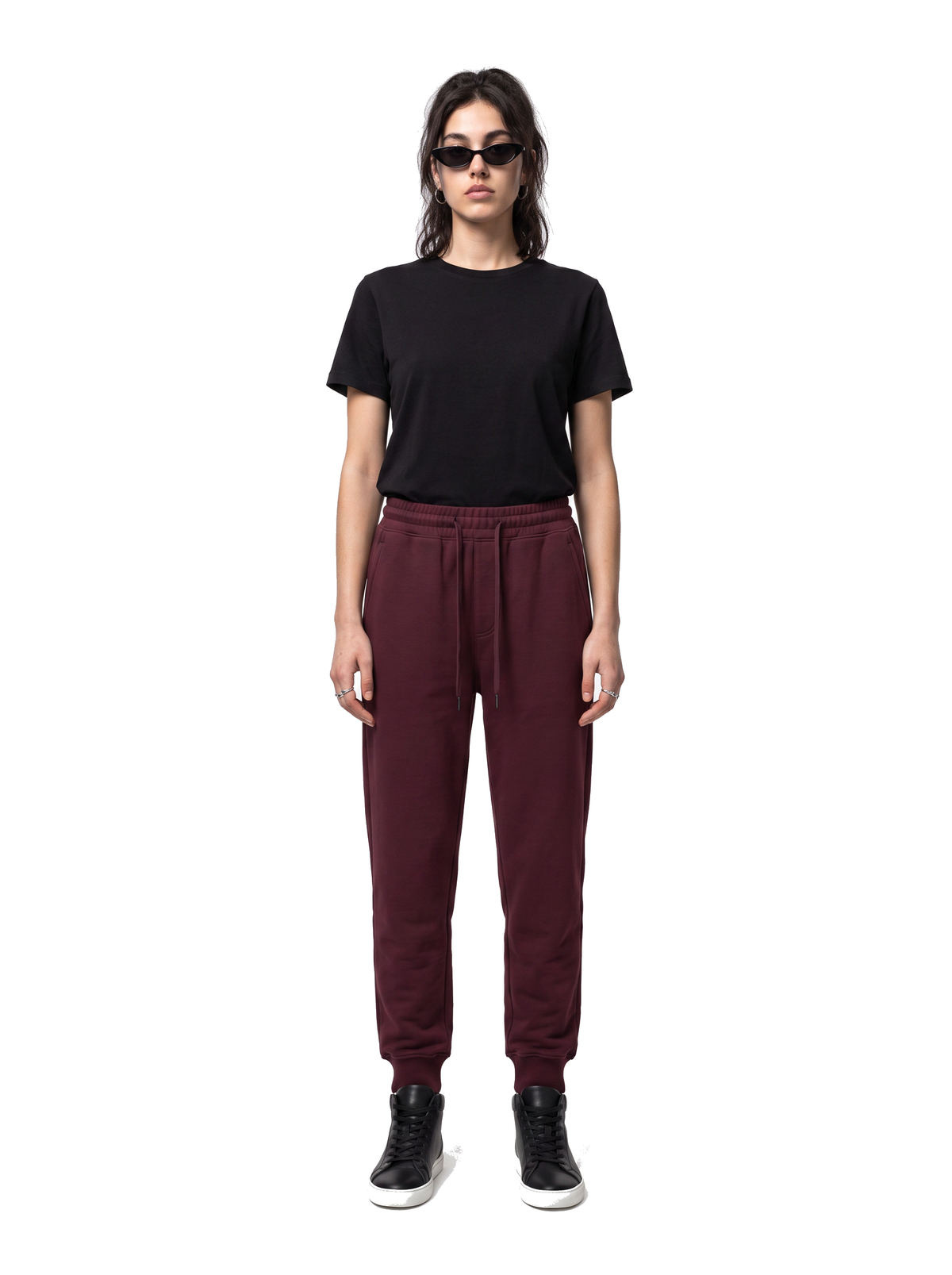 Noir Joggers - Oxblood Burgundy - full model