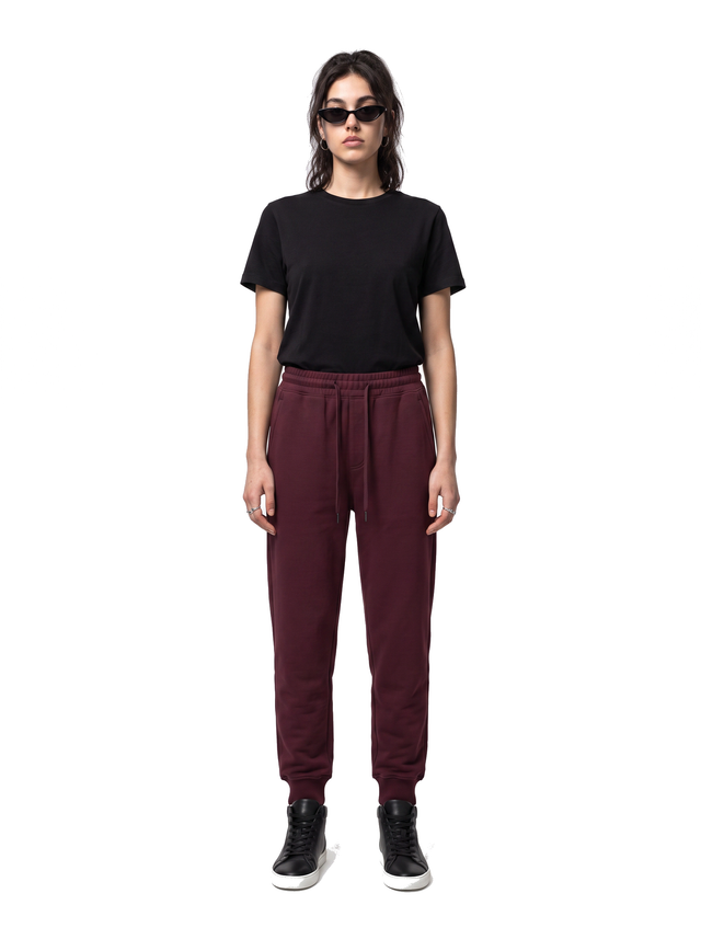 Noir Joggers - Oxblood Burgundy - full model
