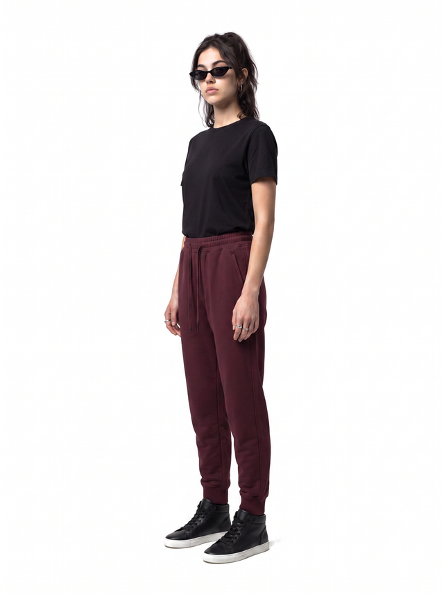 Noir Joggers - Oxblood Burgundy - side model