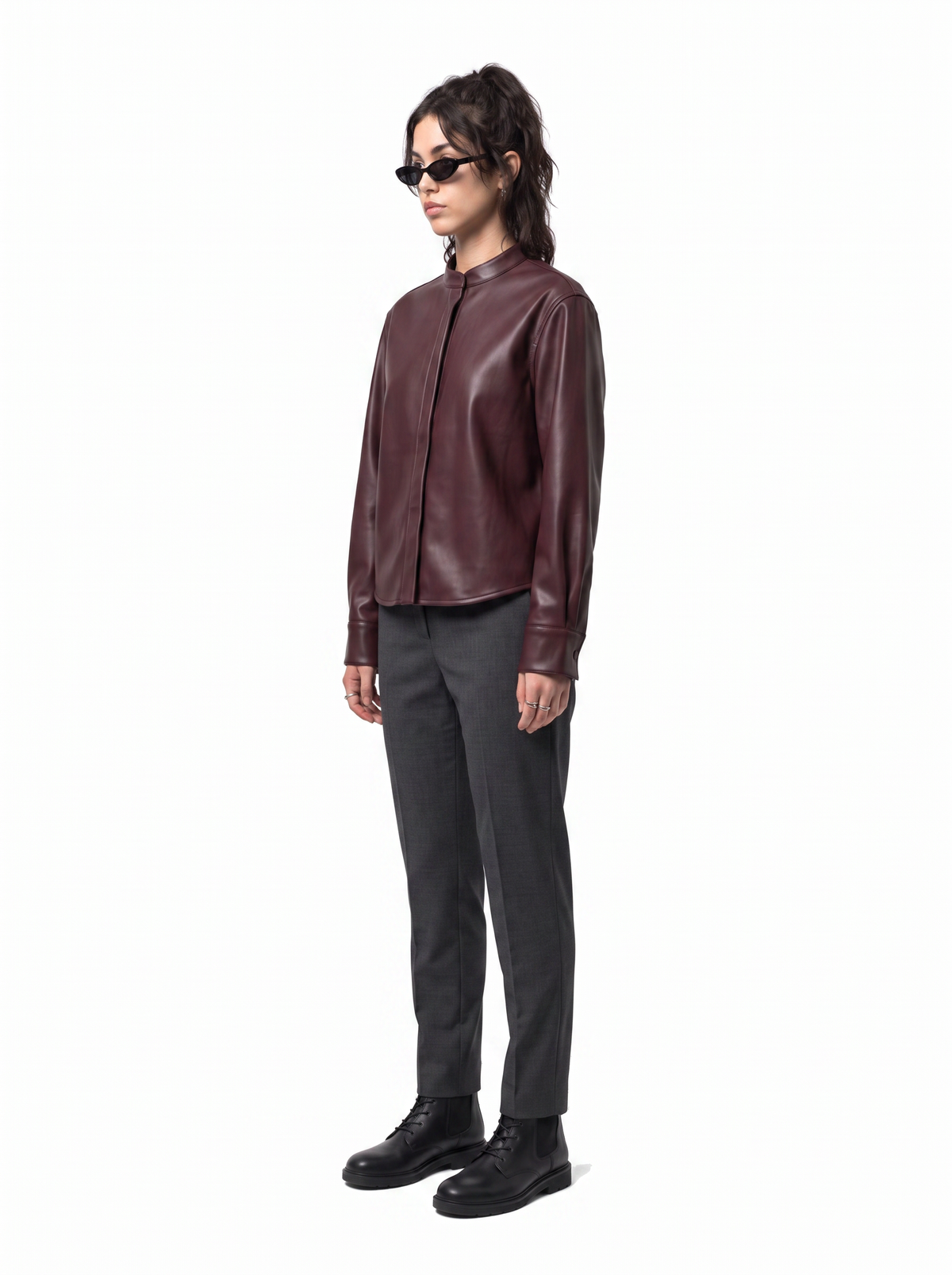 Onyx Overshirt - Oxblood Burgundy - side model