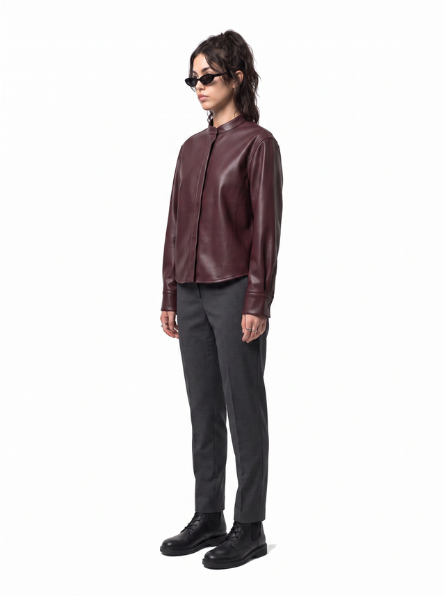 Onyx Overshirt - Oxblood Burgundy - side model