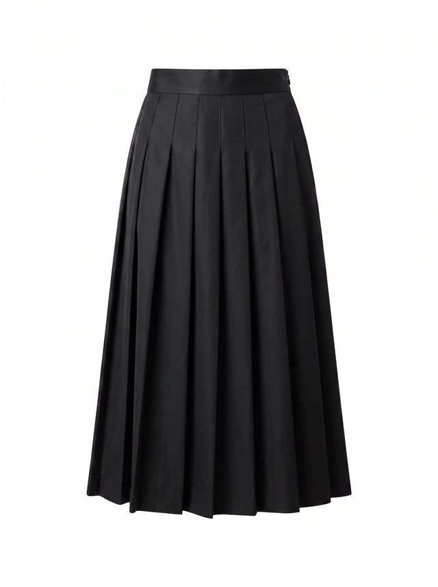 Pleated Midi - Obsidian Black - front product