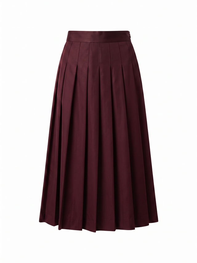 Pleated Midi - Oxblood Burgundy - front product