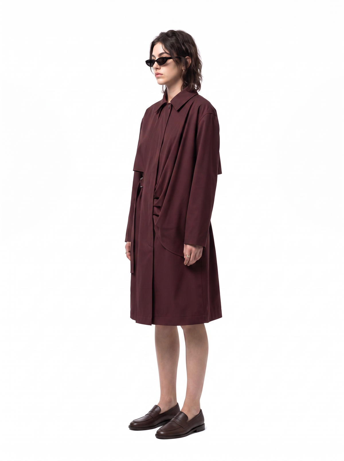 Raven Trench - Oxblood Burgundy - side model