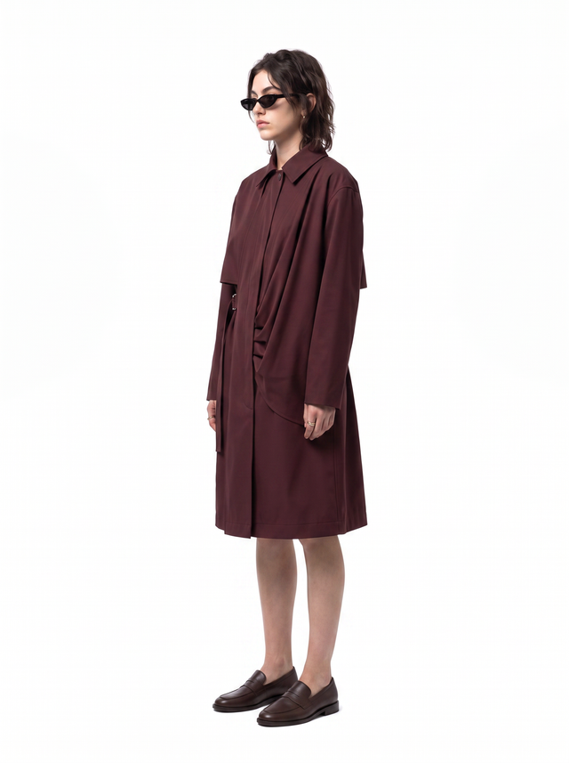 Raven Trench - Oxblood Burgundy - side model