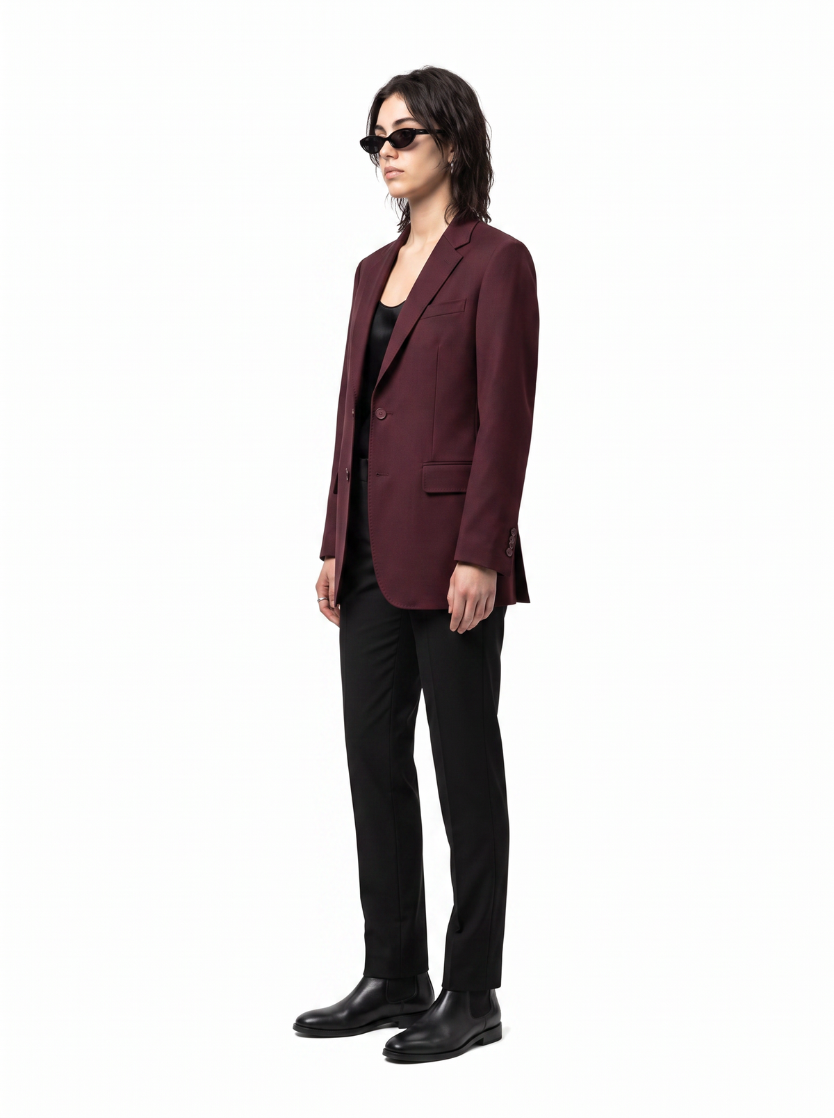 Sable Blazer - Oxblood Burgundy - side model