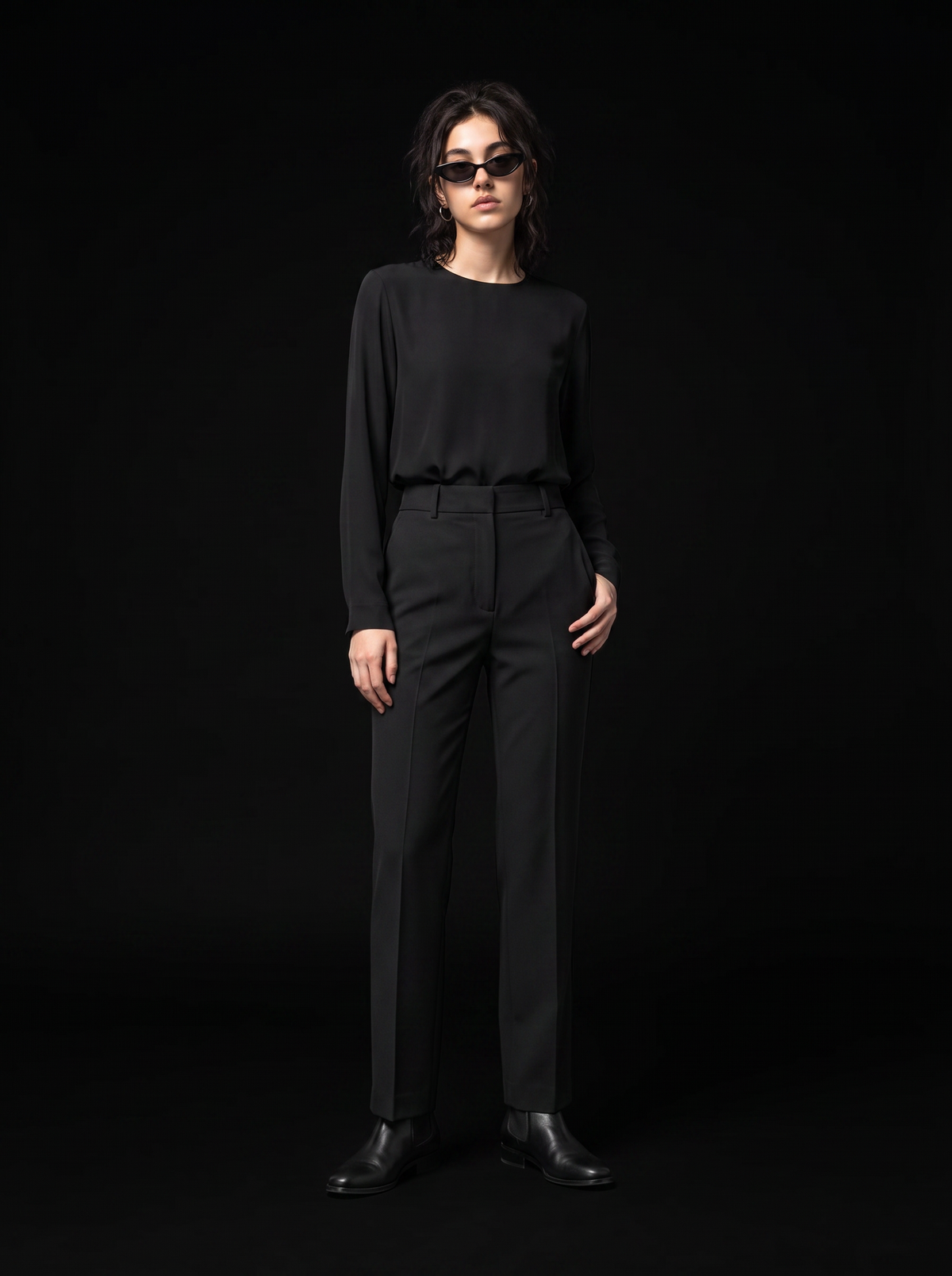 Sable Trousers - Obsidian Black - full model