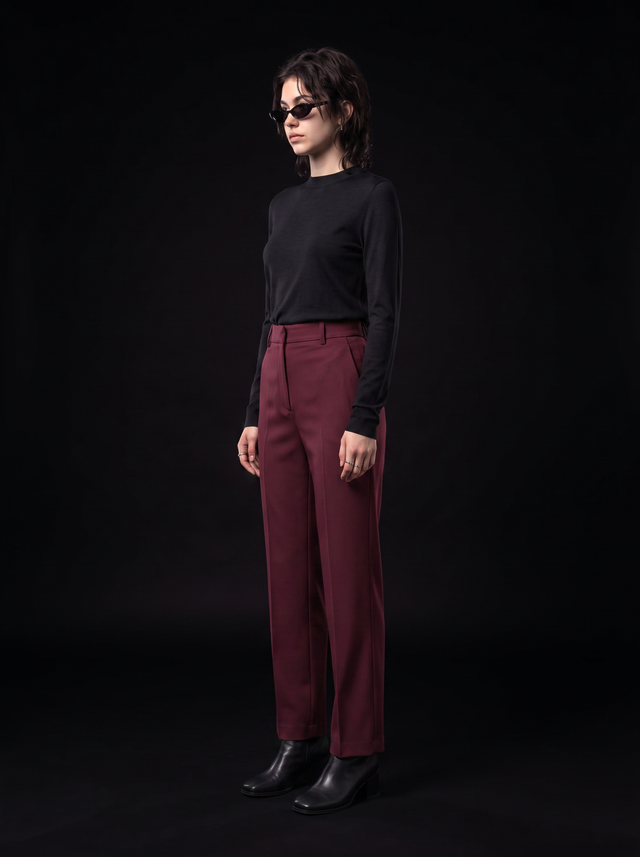 Sable Trousers - Oxblood Burgundy - side model
