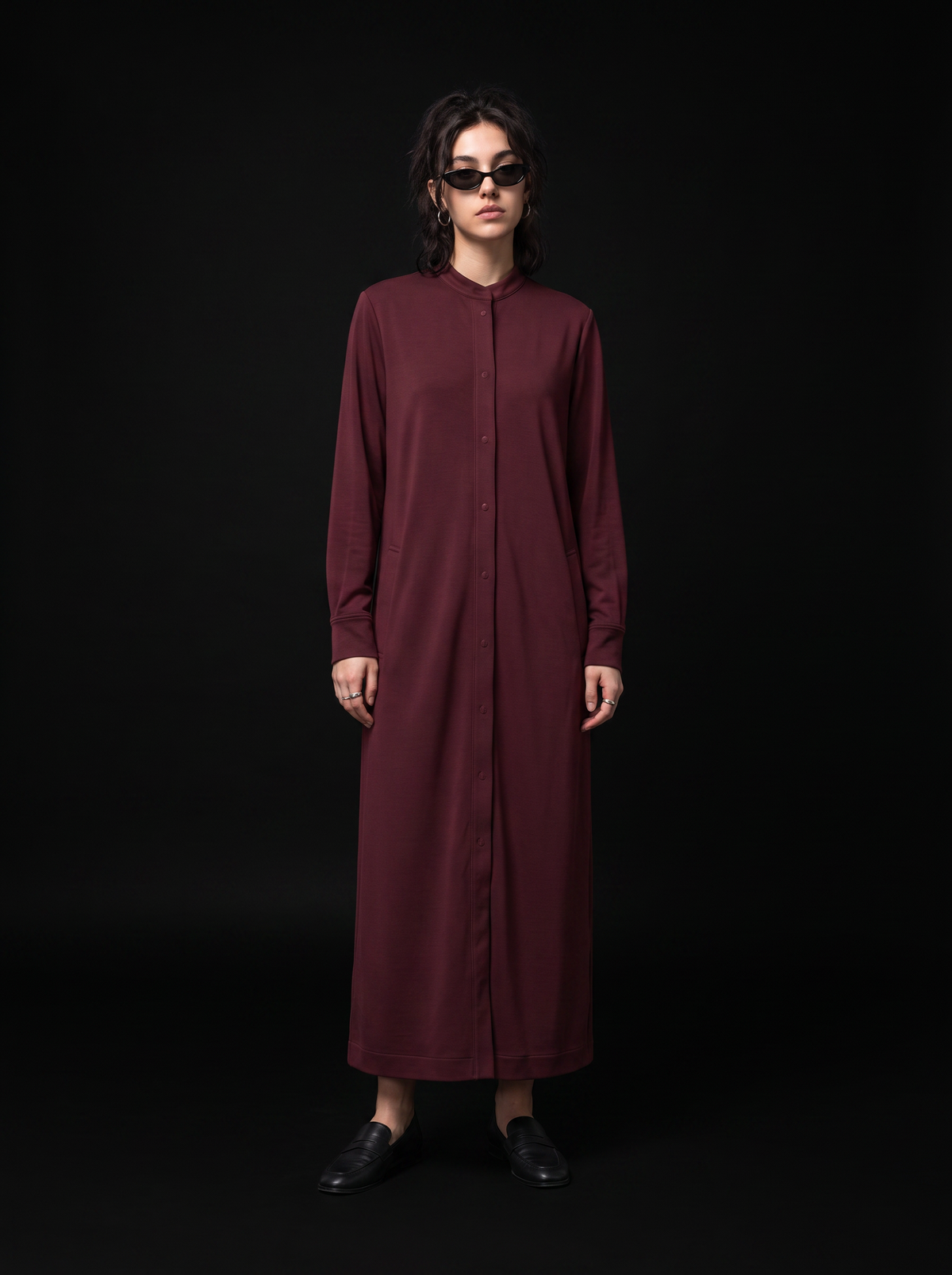 Slender Robe - Oxblood Burgundy - full model