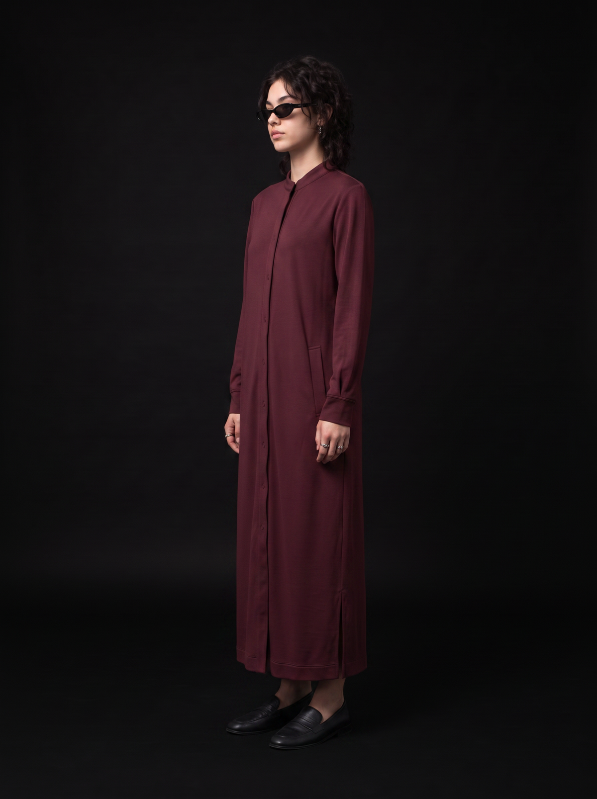 Slender Robe - Oxblood Burgundy - side model