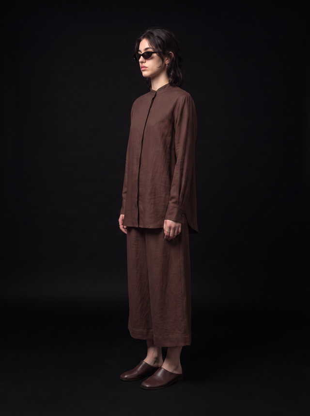 Slouchy Culottes - Chocolate Brown - side model