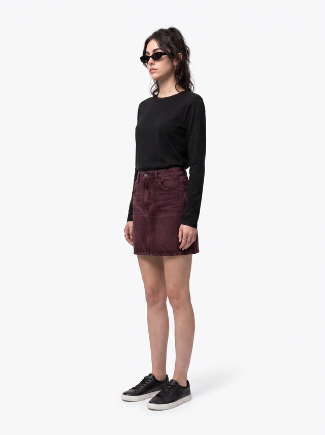 Stonewash Mini - Oxblood Burgundy - side model