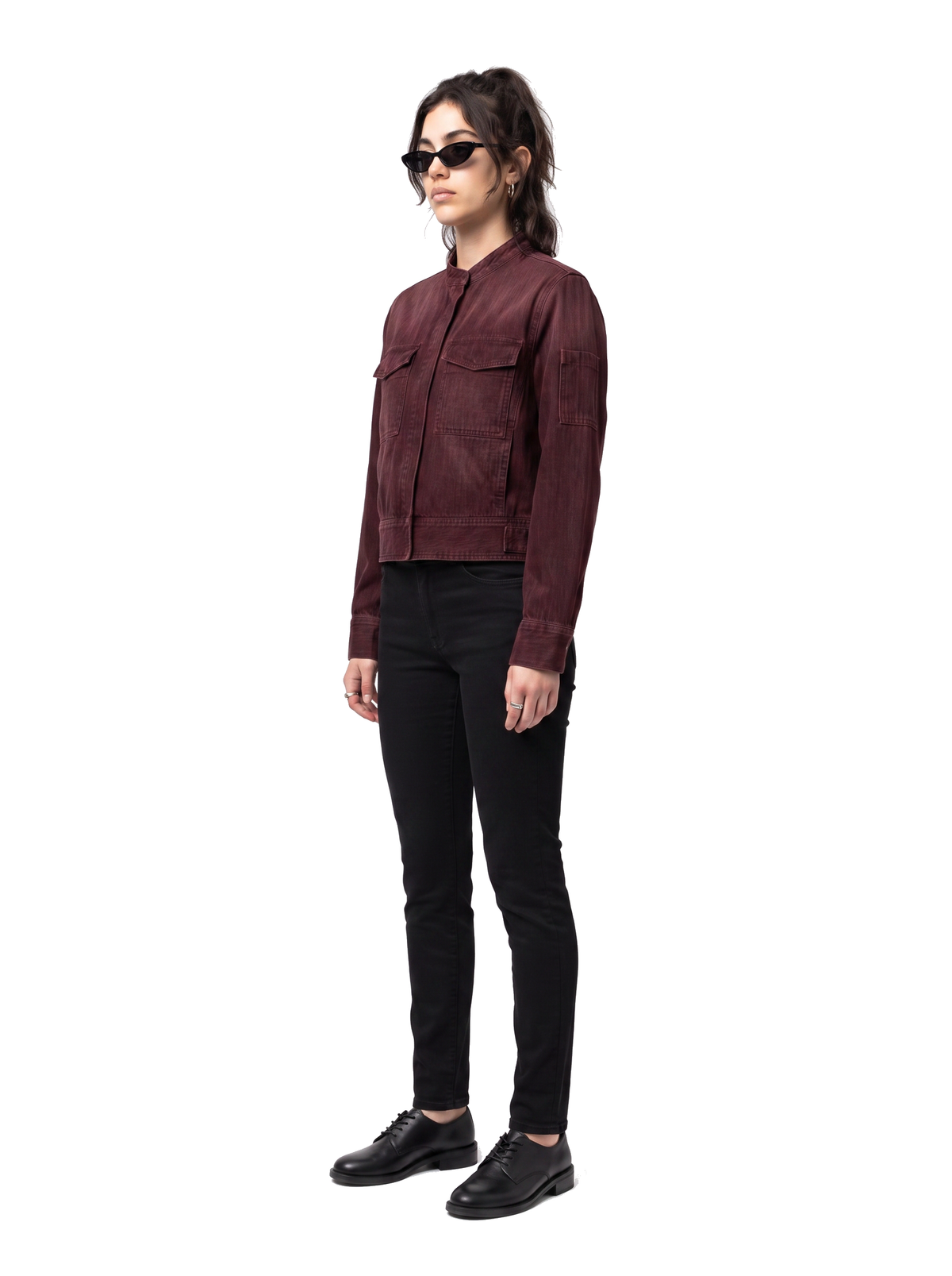 Umber Jacket - Oxblood Burgundy - side model