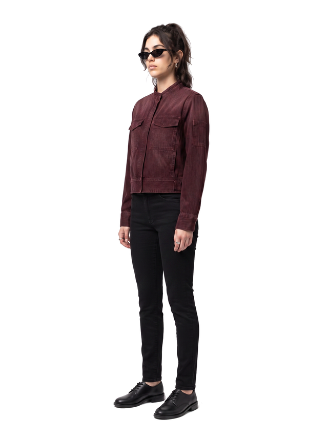 Umber Jacket - Oxblood Burgundy - side model