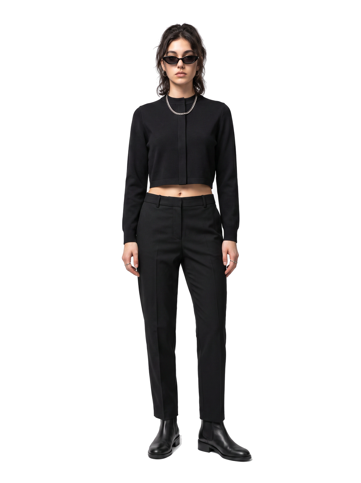Woven Crop - Obsidian Black - full model