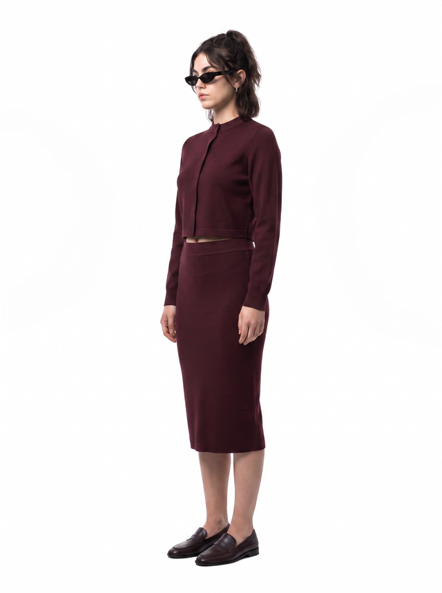 Woven Crop - Oxblood Burgundy - side model