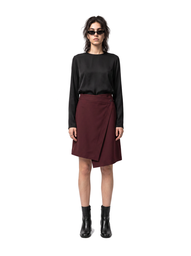 Wrap Skirt - Oxblood Burgundy - full model